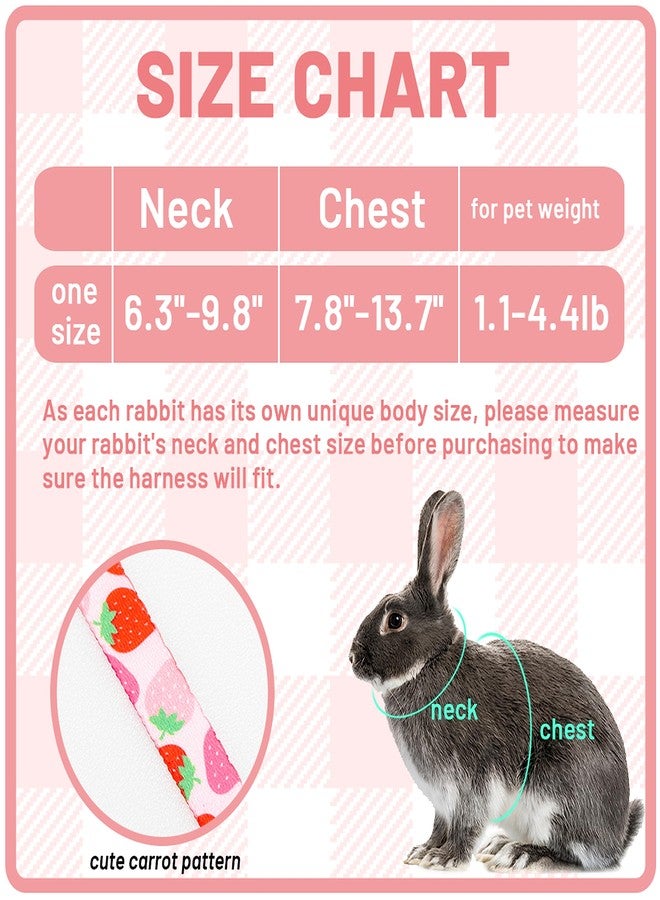 ORZECHKO Rabbit Harness and Leash - Adjustable Bunny Harness Escape Proof for Walking Running Hiking Camping Outdoor - Pink Strawberry Pattern Cute Small Animal Harness Leash Set - Image 2
